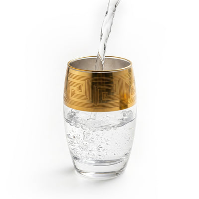 Greek Key Design Gold Drinking Glasses Set