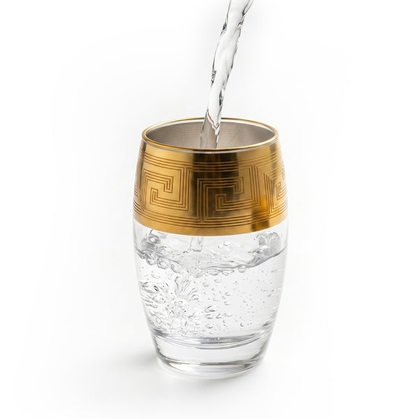 Greek Key Design Gold Drinking Glasses (Set of 2)