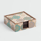 Set of six Artisan Printed wooden drink coasters

