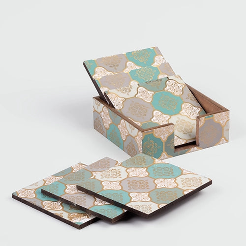 Printed wooden coasters for cups, mugs, and glasses