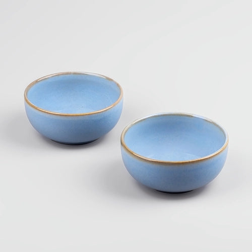 Set of two artisan blue porcelain bowls

