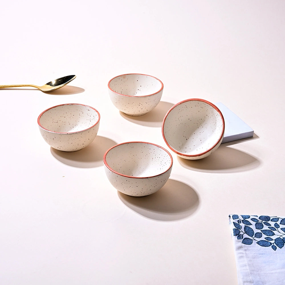 Set of four artisan matte finish ceramic bowls

