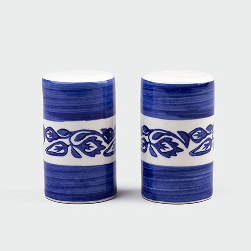 Blue Italian ceramic salt and pepper shaker set

