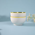 Set of two polished porcelain bowls with artistic design

