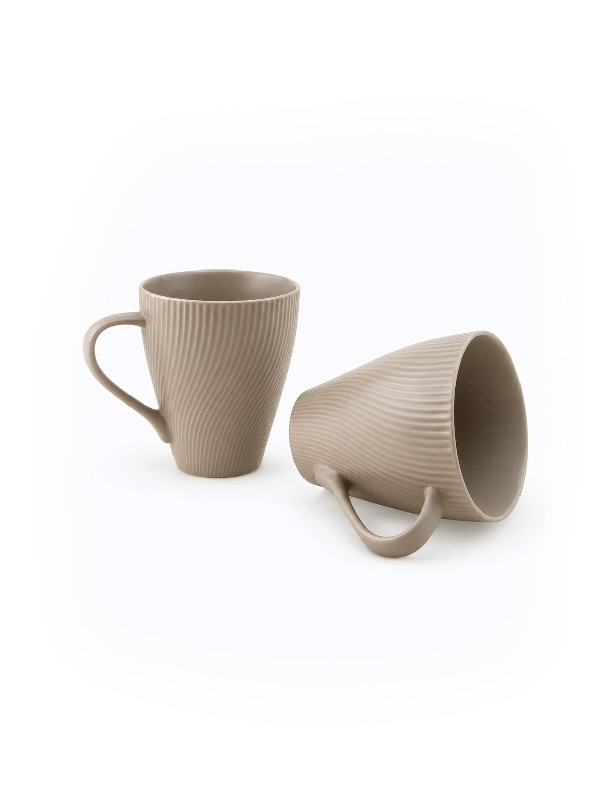 Set of two ash grey New Bone China coffee mugs

