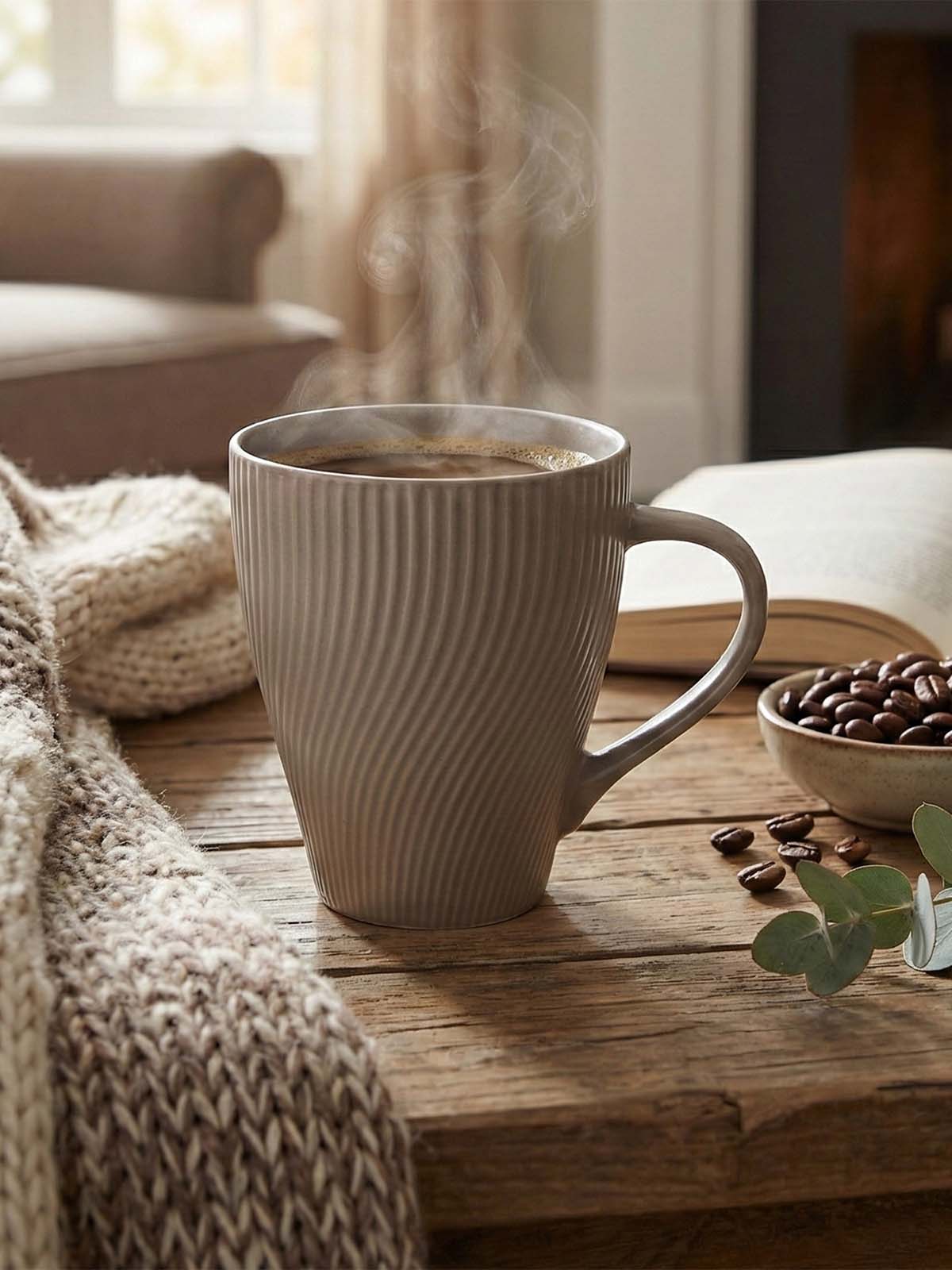 Ash grey coffee mugs with unique stylish design

