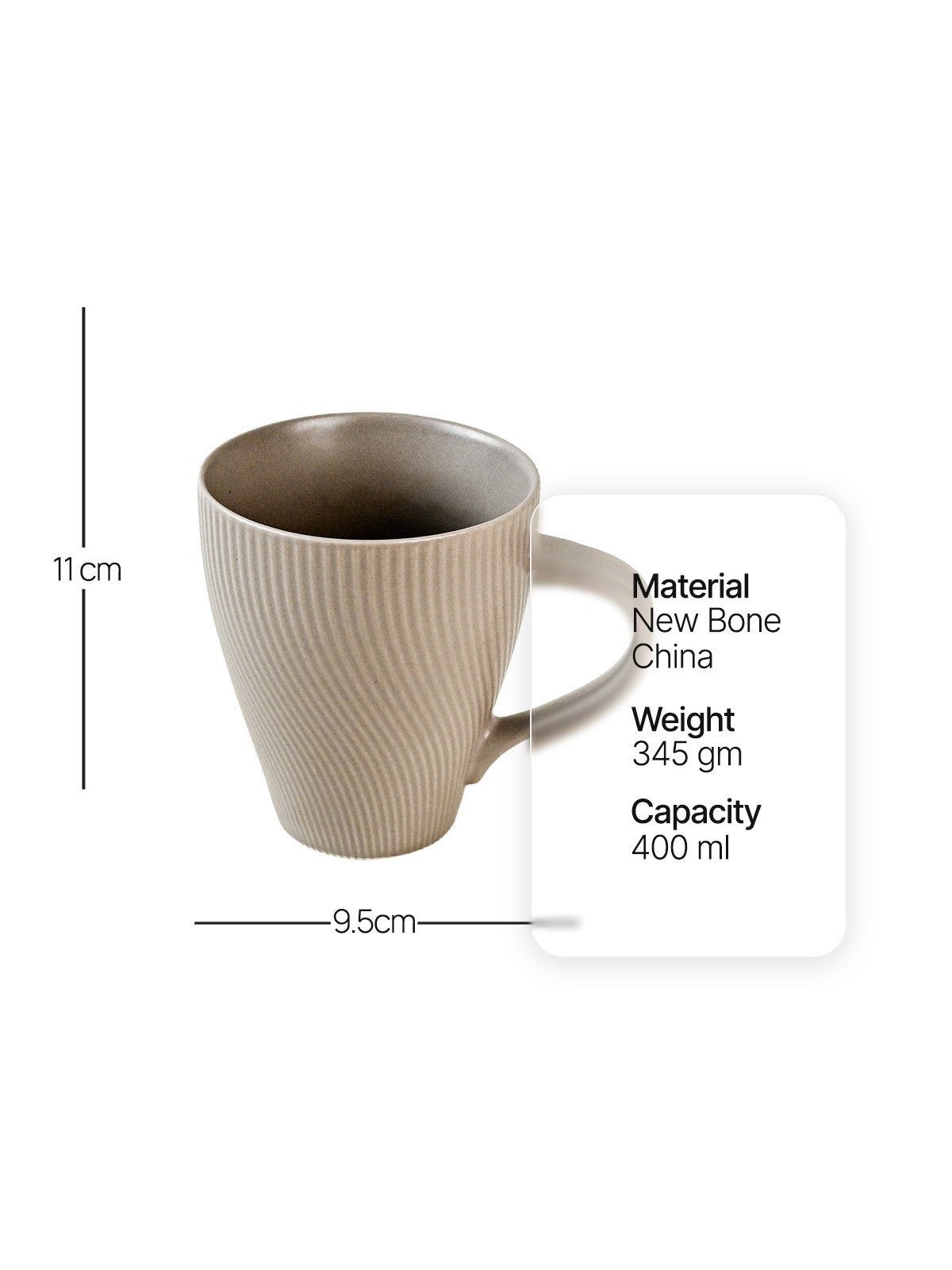 Ash grey bone china mugs for coffee and beverages

