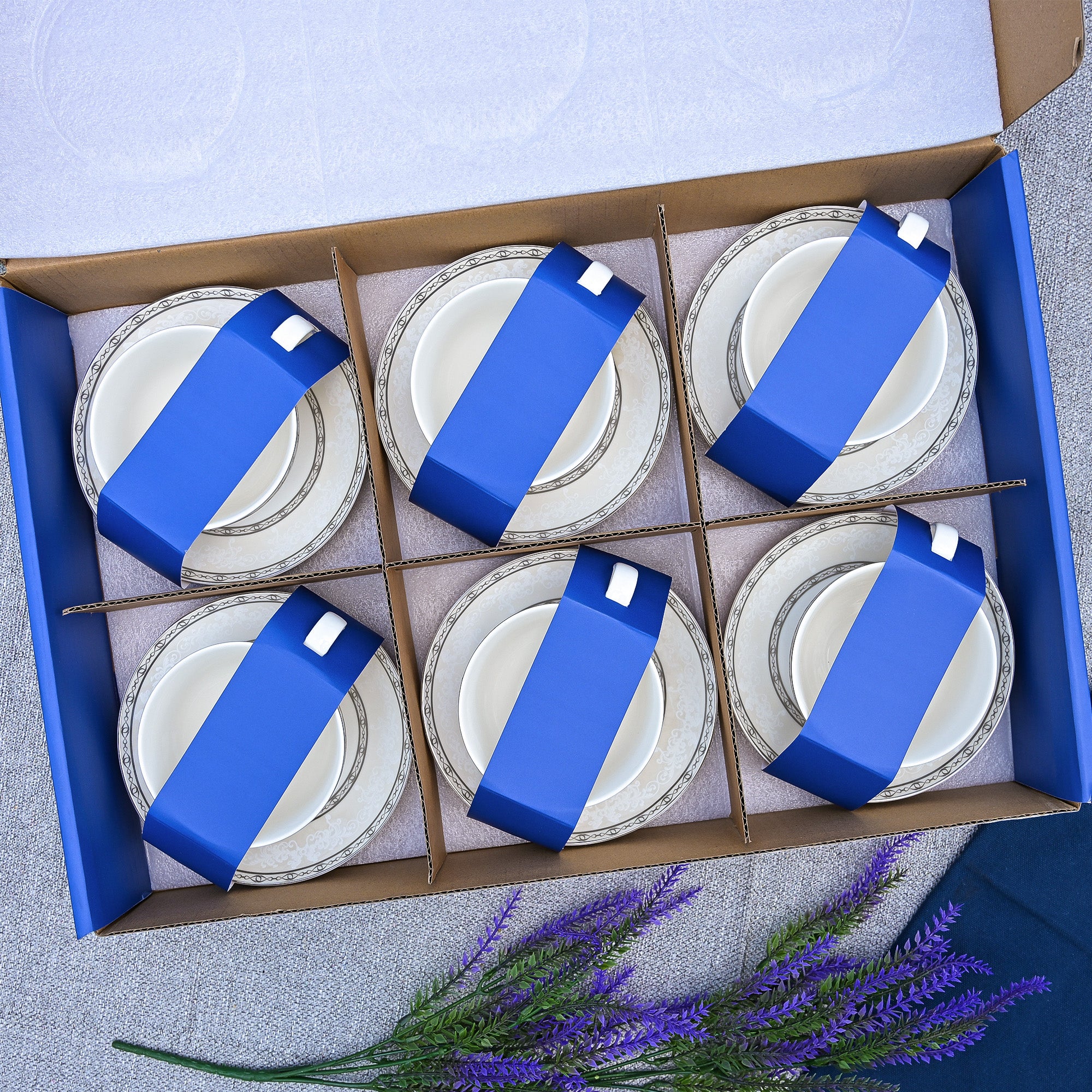 Stylish Set of Six Auric Ethereal Tea Cups for Modern Homes