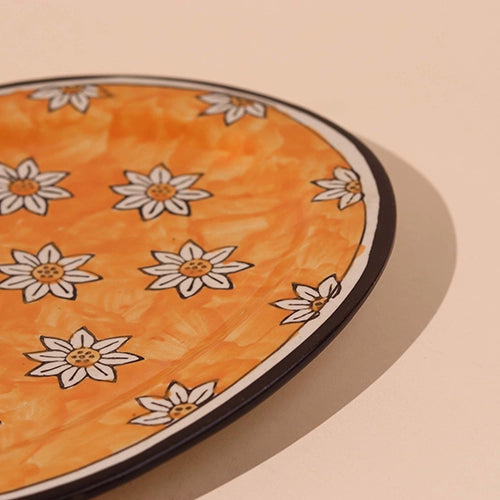 Handmade floral ceramic platter for serving food


