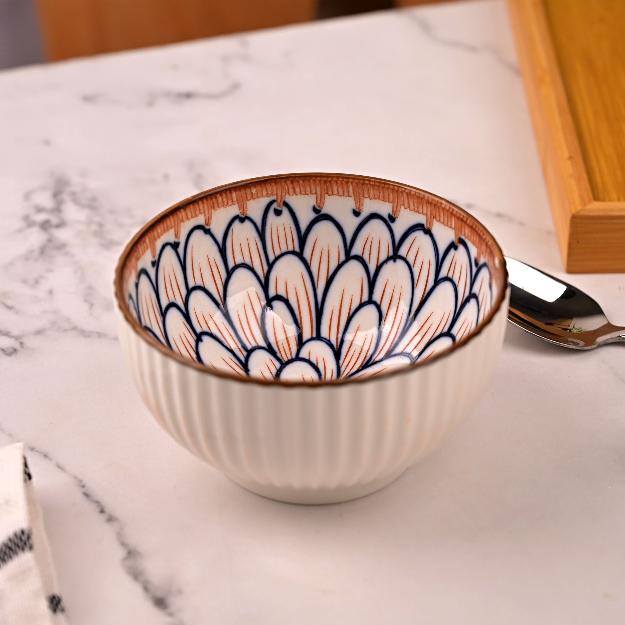 Handmade-style Ethereal porcelain bowls in autumn tones

