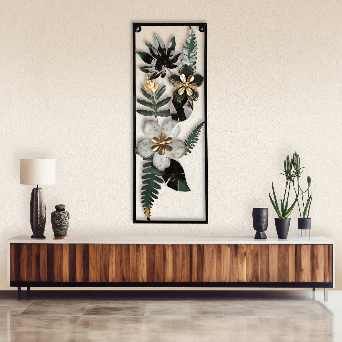 Whimsical Flower Leaf Metal Wall Art