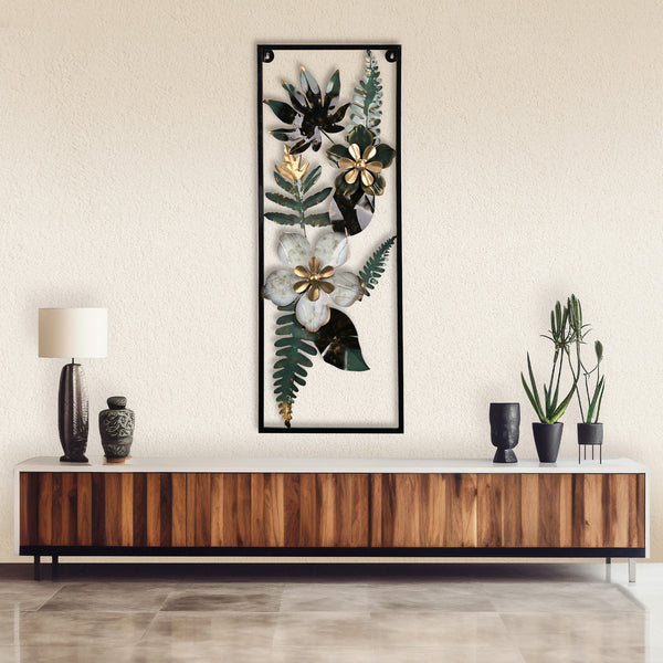 Whimsical Flower Leaf Metal Wall Art