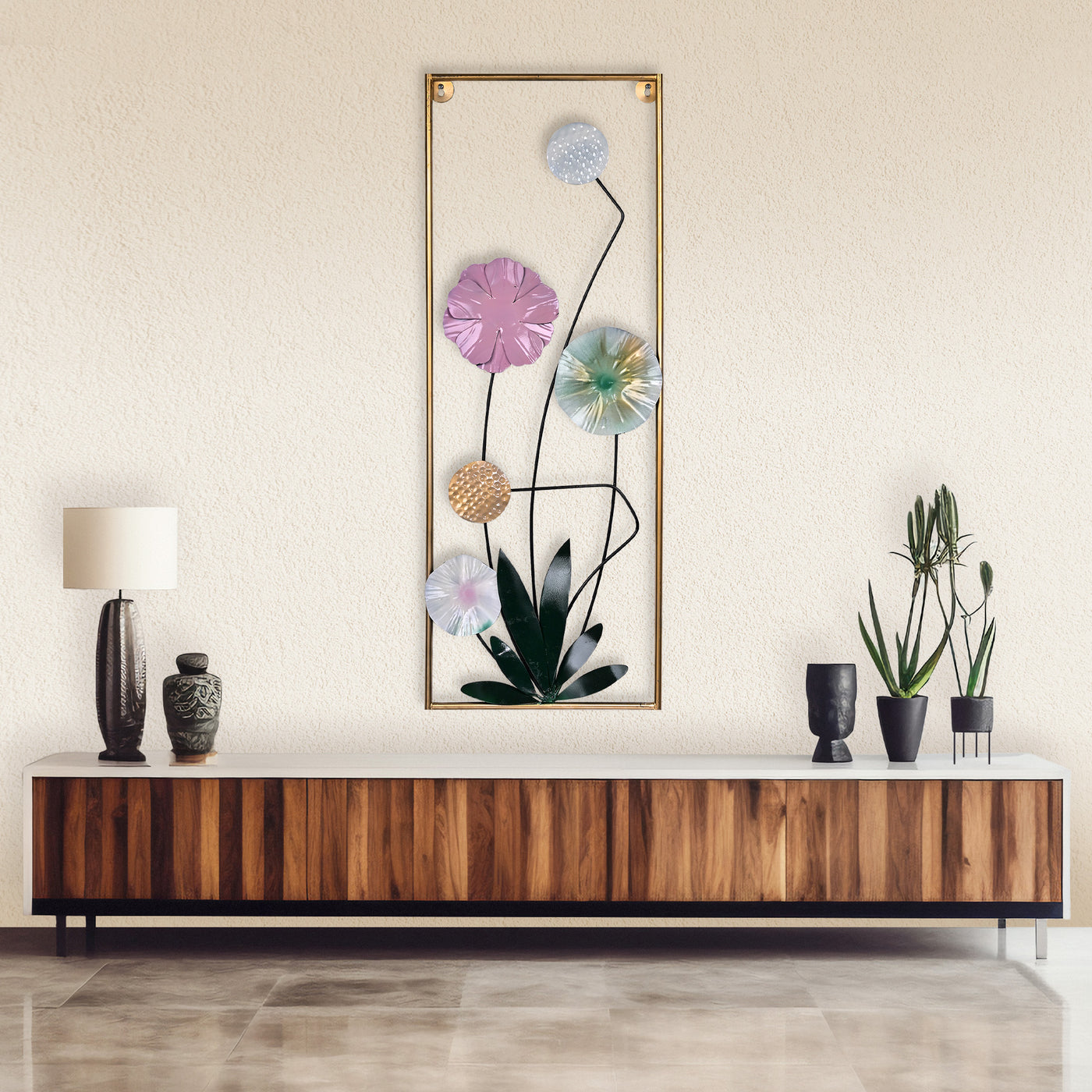 Chic Floral Metal Wall Art