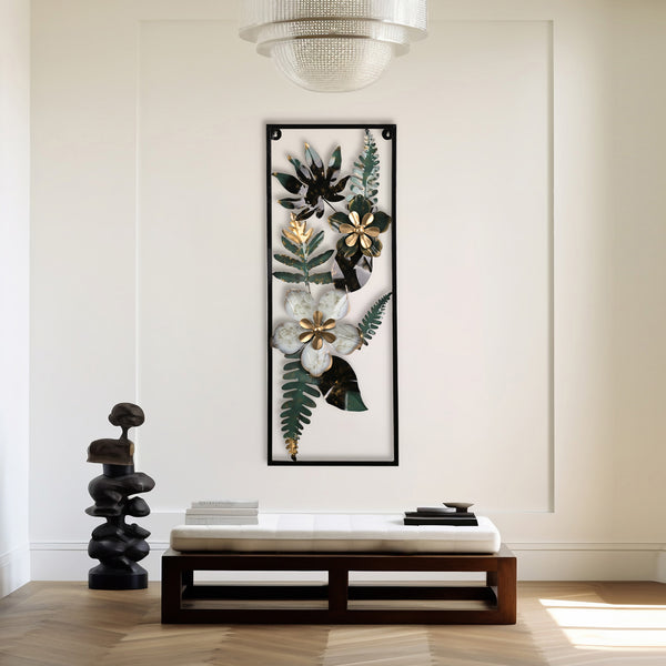 Whimsical Flower Leaf Metal Wall Art