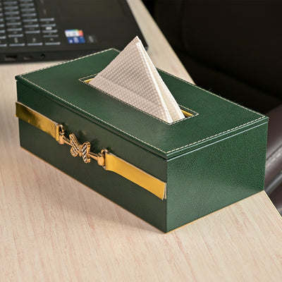 Luxury Green Leather Desk Organiser Set