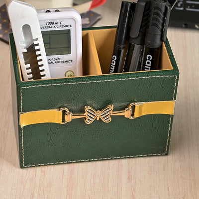 Luxury Green Leather Desk Organiser Set