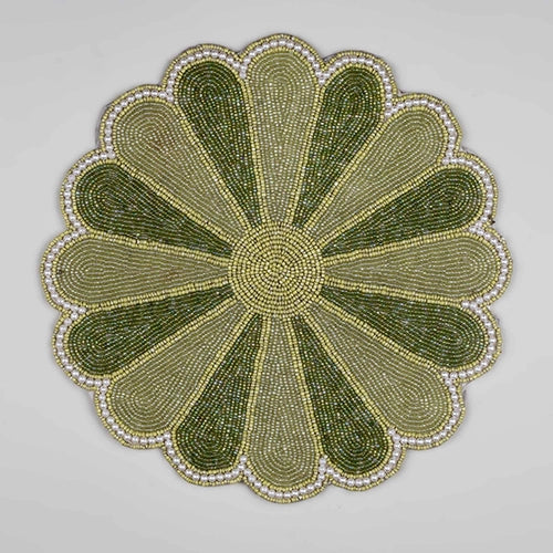 Handcrafted beaded table mat for dining table decor
