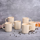 Beige statement ceramic coffee mug set of 6

