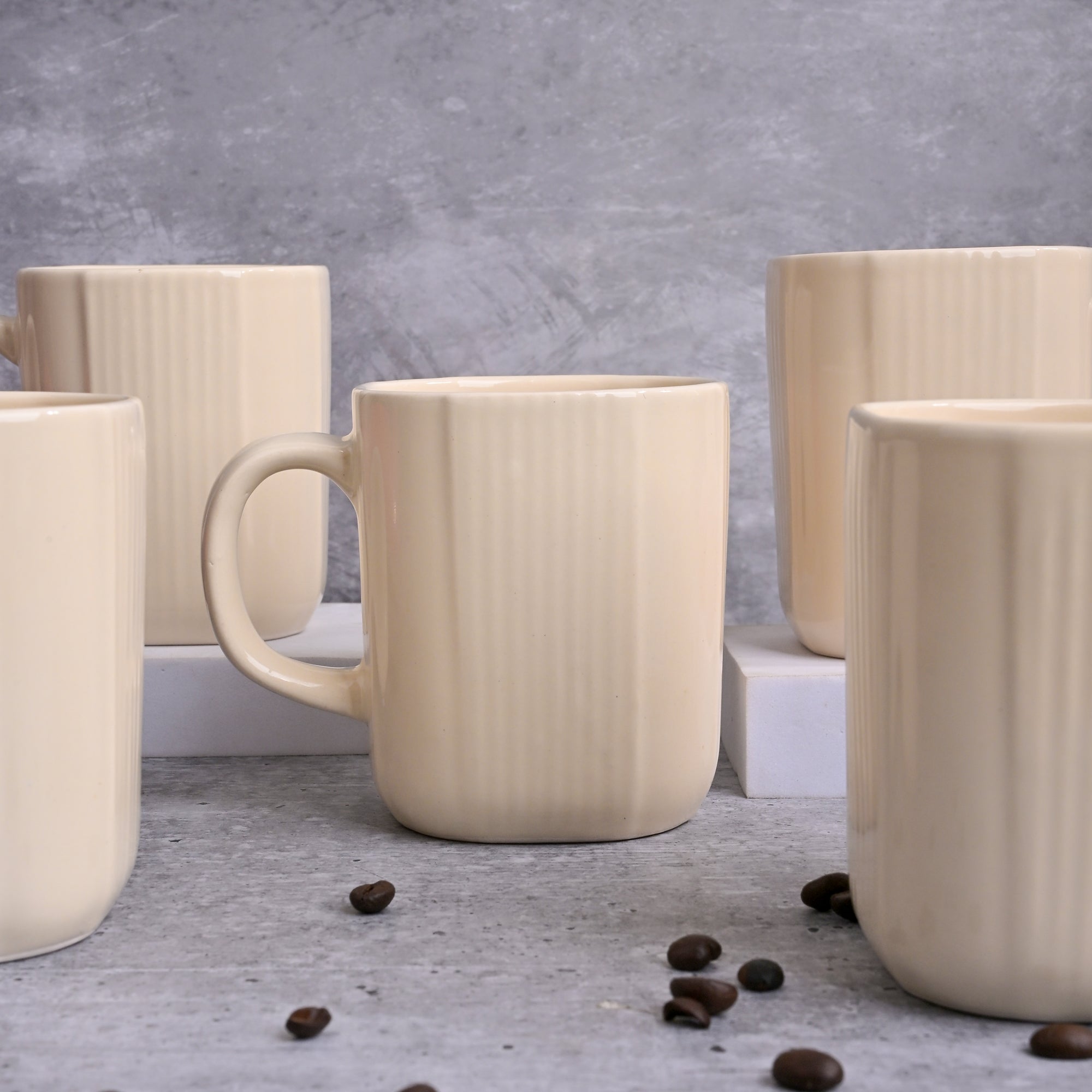 Stylish beige coffee mugs

