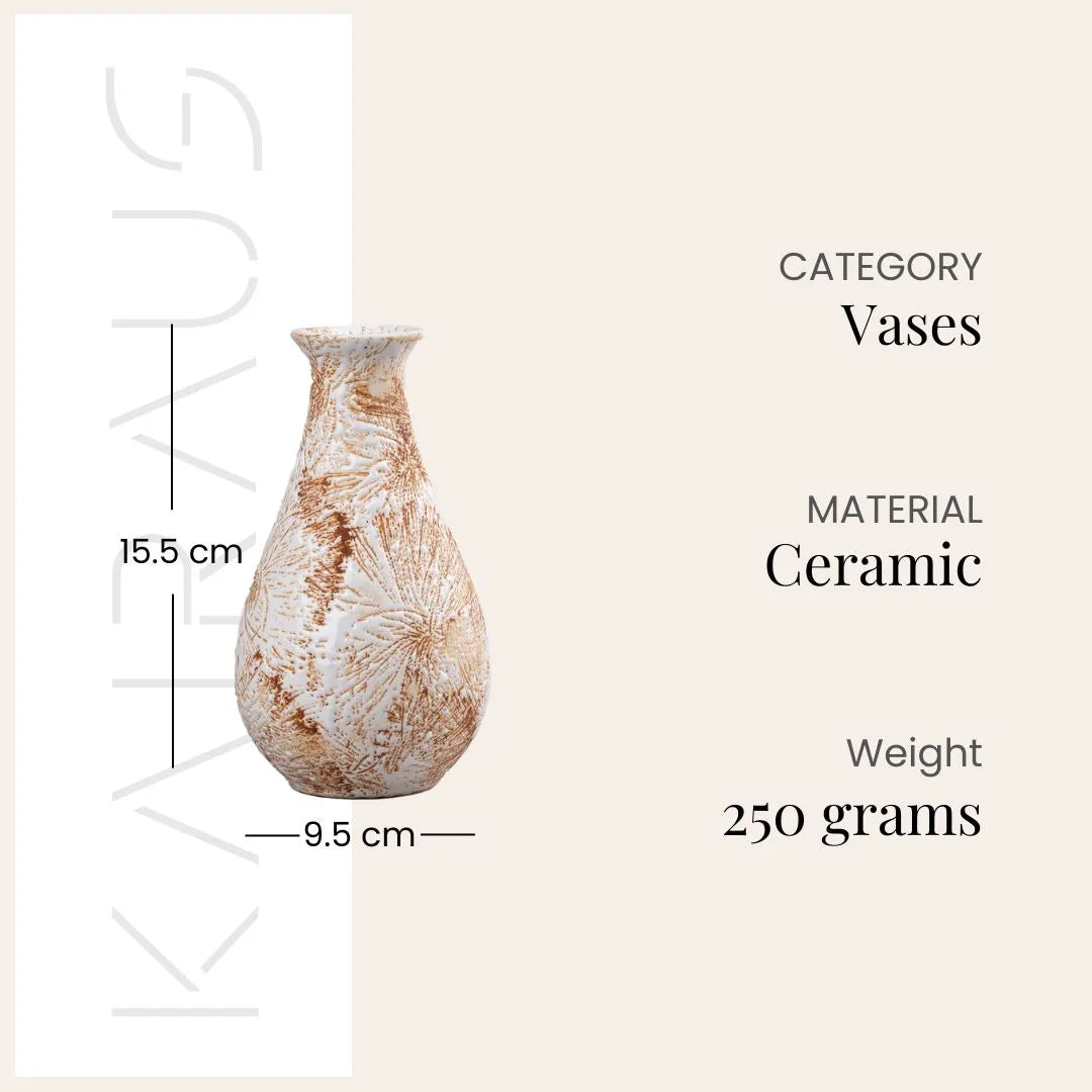 Decorative beige bottle vase featuring a textured surface

