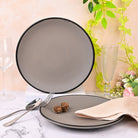 Black-rimmed grey dinner plates set of 2
