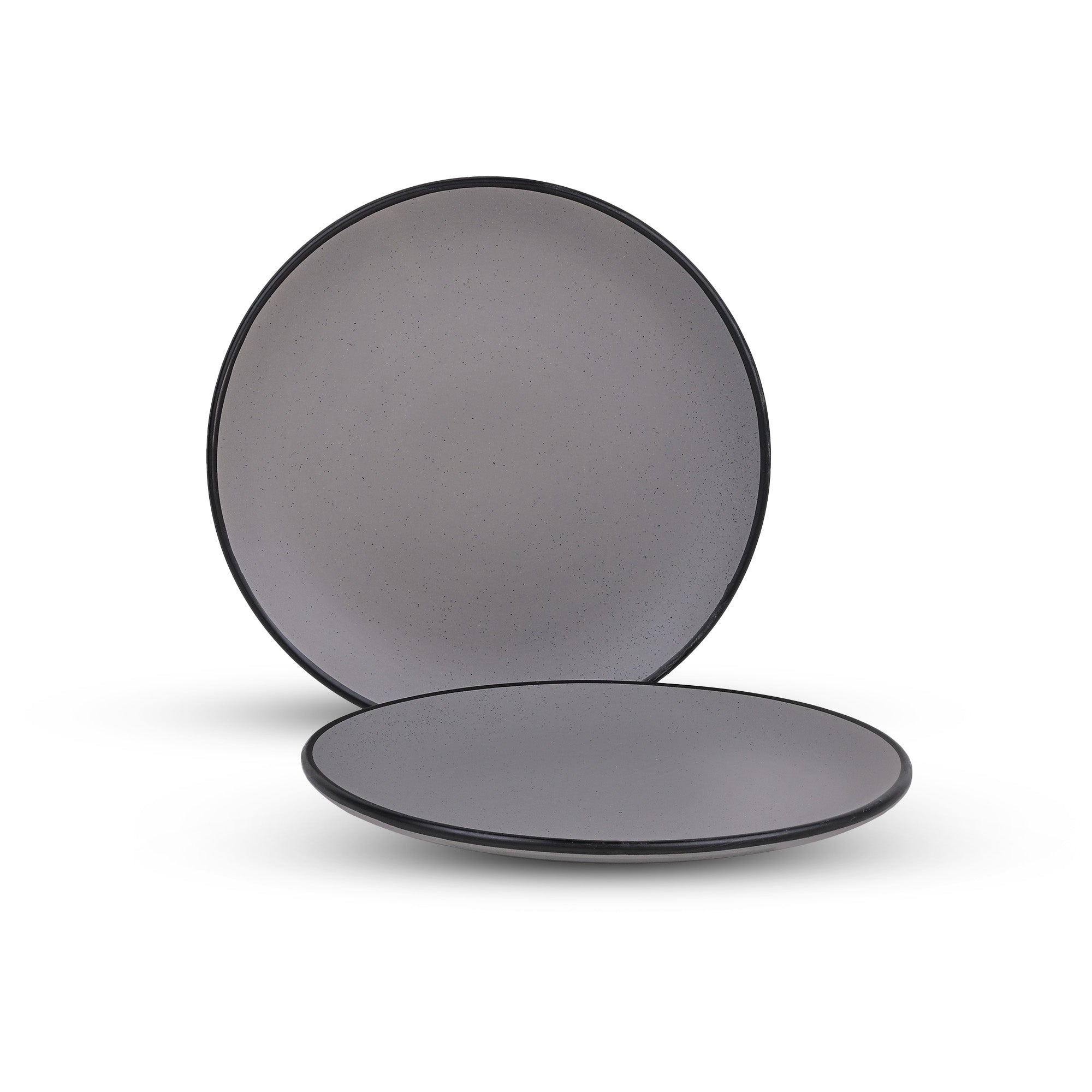 10.5 inch black-rimmed grey dinner plate set

