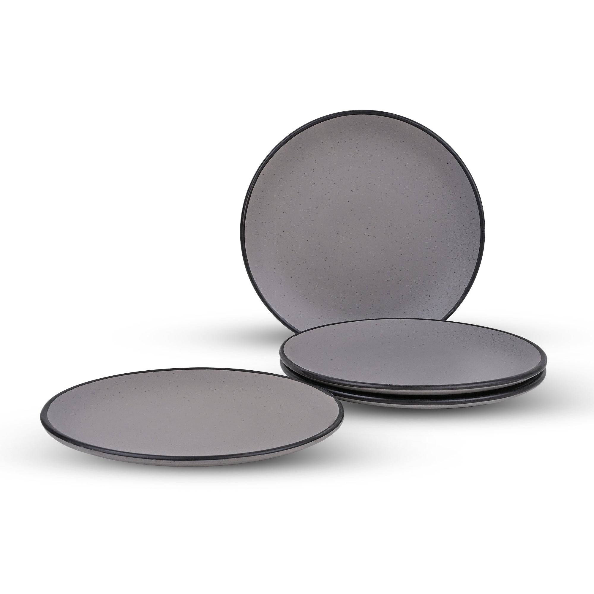 10.5 inch black-rimmed grey dinner plate set

