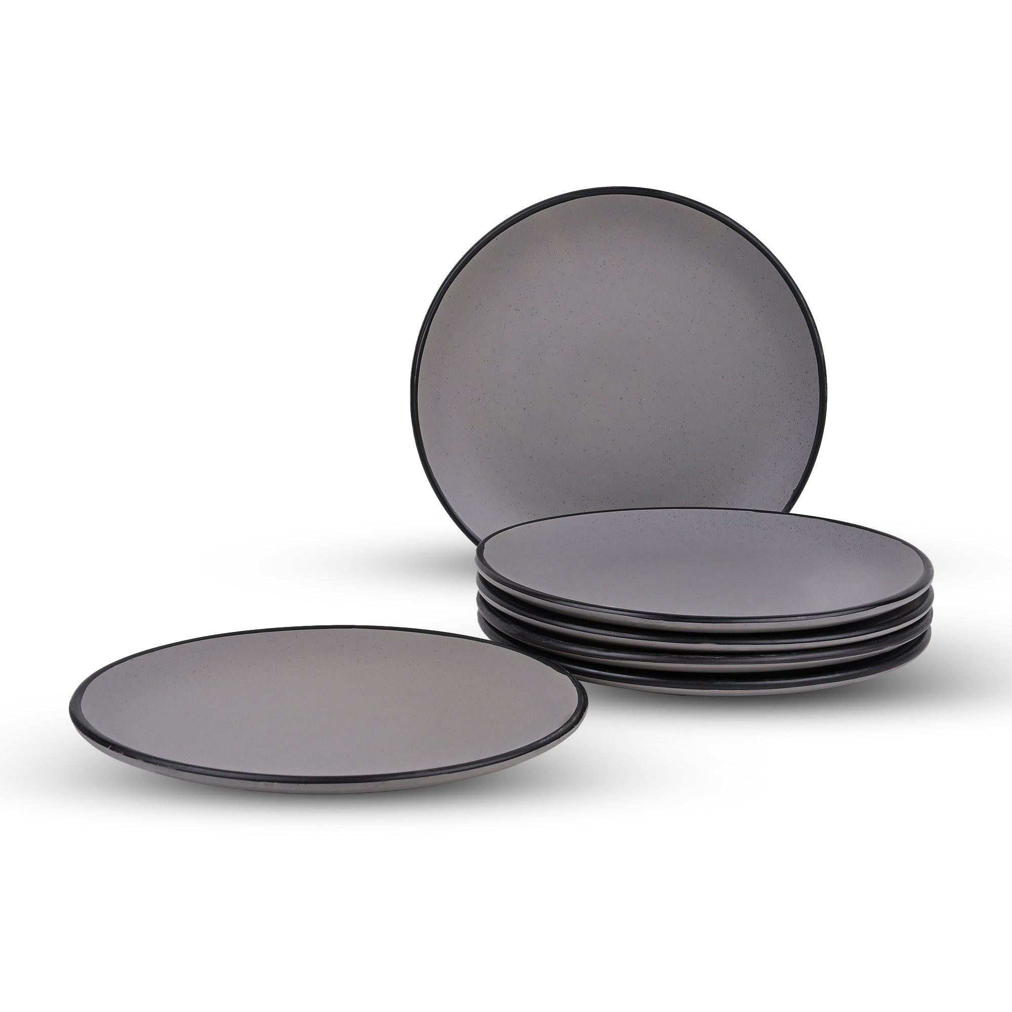 10.5 inch black-rimmed grey dinner plate set

