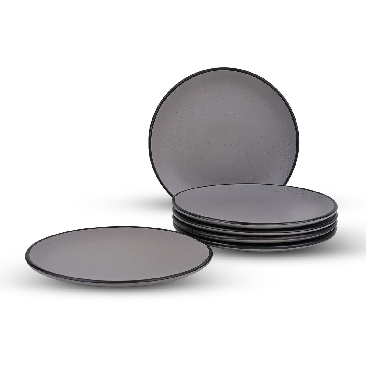 10.5 inch black-rimmed grey dinner plate set

