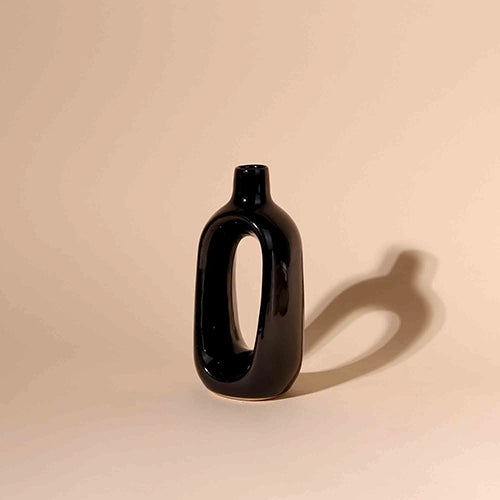 Contemporary Black Embrace vase for tabletop styling

