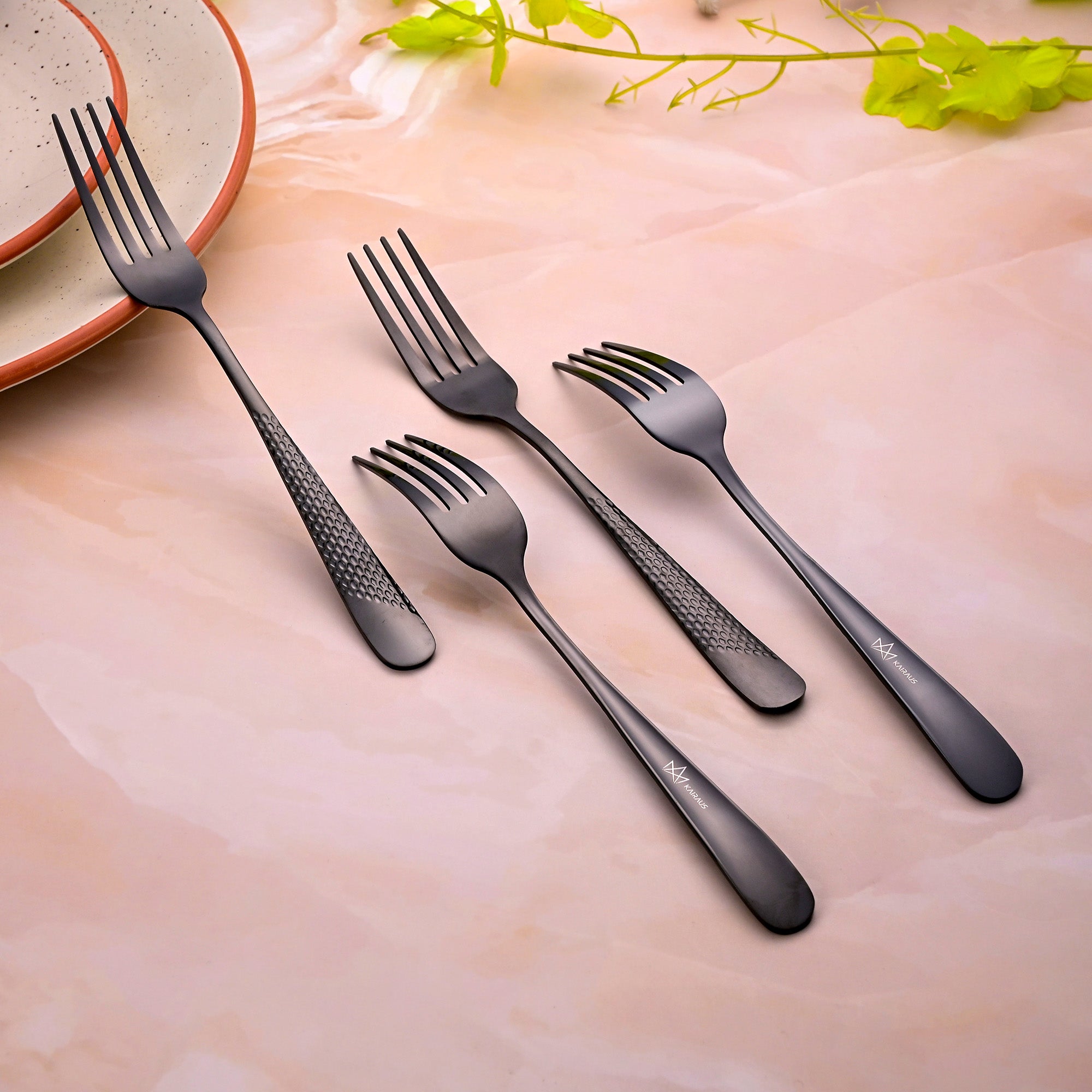 Black Flame Forks for Serving Meals, Salads, and Appetizers

