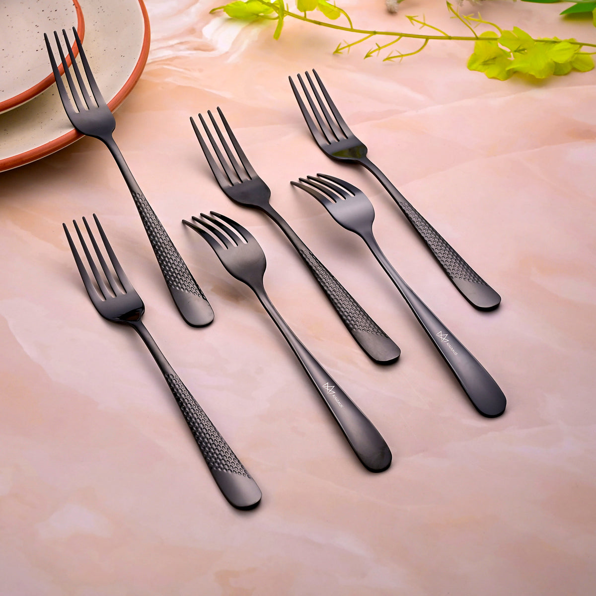 Black Flame Forks for Serving Meals, Salads, and Appetizers

