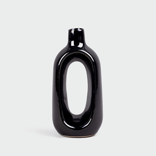 Elegant black hollow vase for modern home decor

