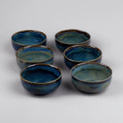 Set of six Blue Lagoon glossy porcelain bowls

