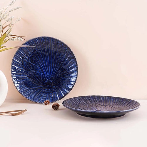 Blue Sapphire textured plate set of 2