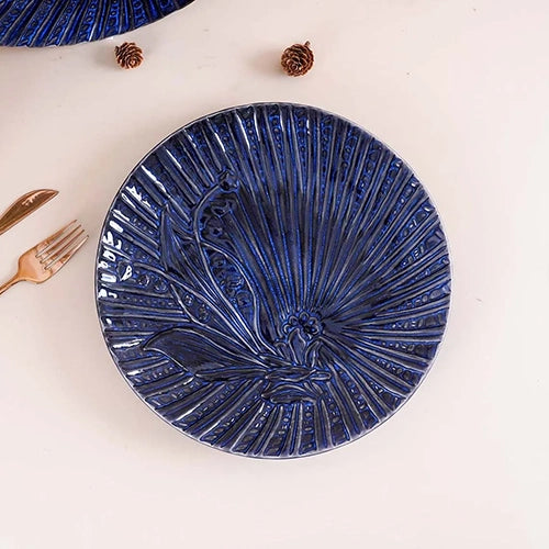 Set of 2 blue sapphire textured dinner plates

