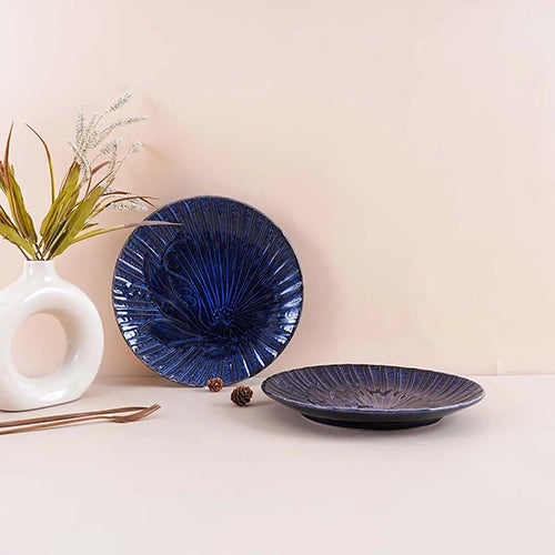 10.5 inch blue sapphire plates for serving meals

