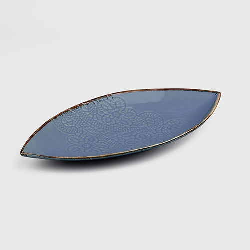 Elegant blue leaf lace serving platter

