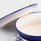 Blue leaf ceramic serving casserole

