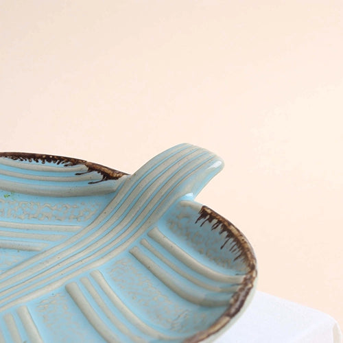 Blue leaf platter for serving food and appetizers

