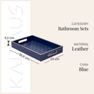 Stylish blue leather bathroom organizer set for home decor

