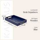 Modern blue leather desk organiser for home office

