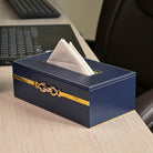 Decorative blue leather desk accessory set

