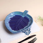 Blue ombre leaf ceramic serving platter

