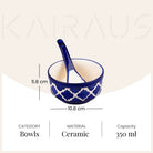 Two-piece blue porcelain soup bowl and spoon set


