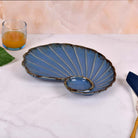 Blue shell ceramic serving platter

