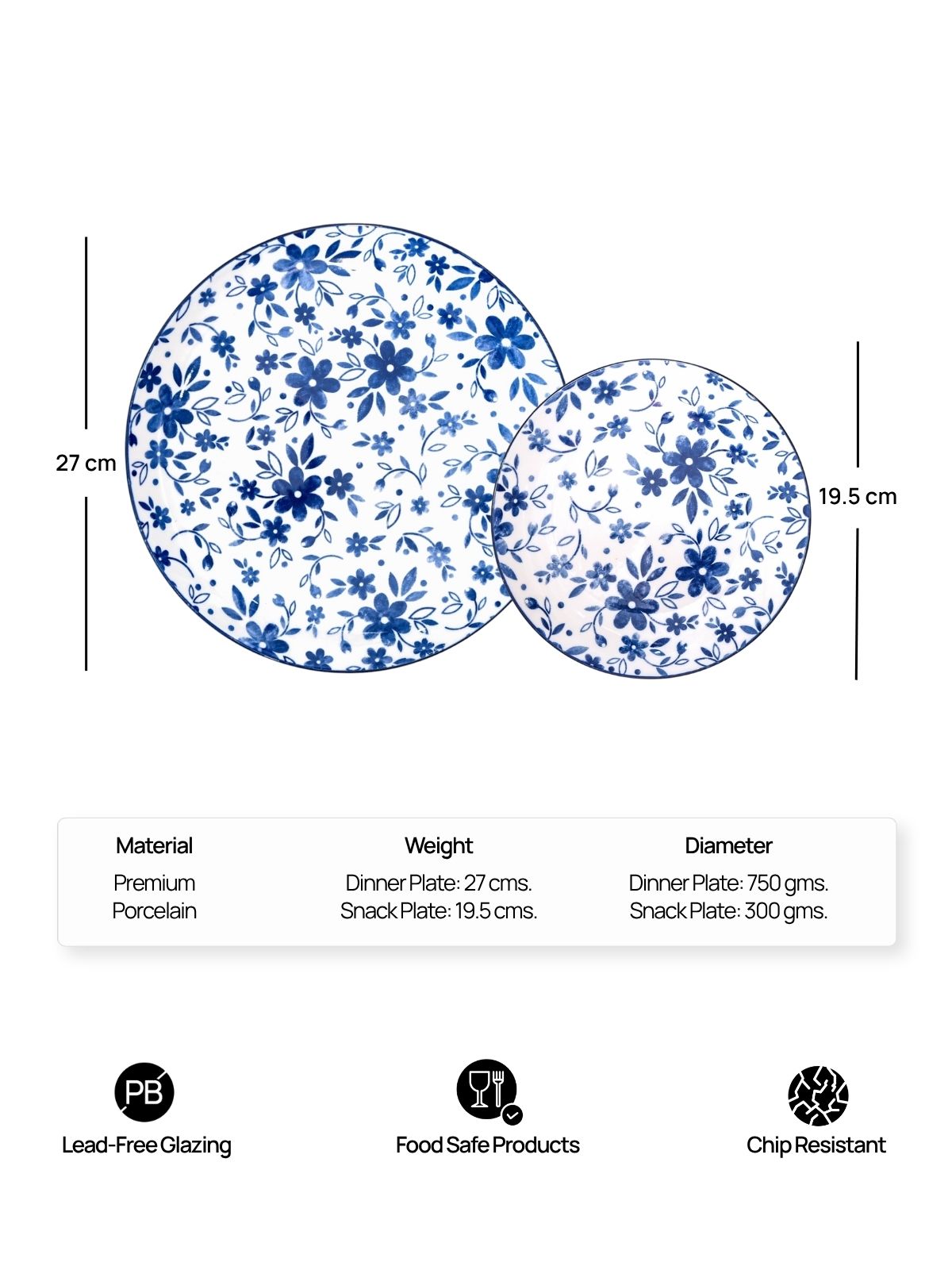 Stylish porcelain dinner and quarter plate collection

