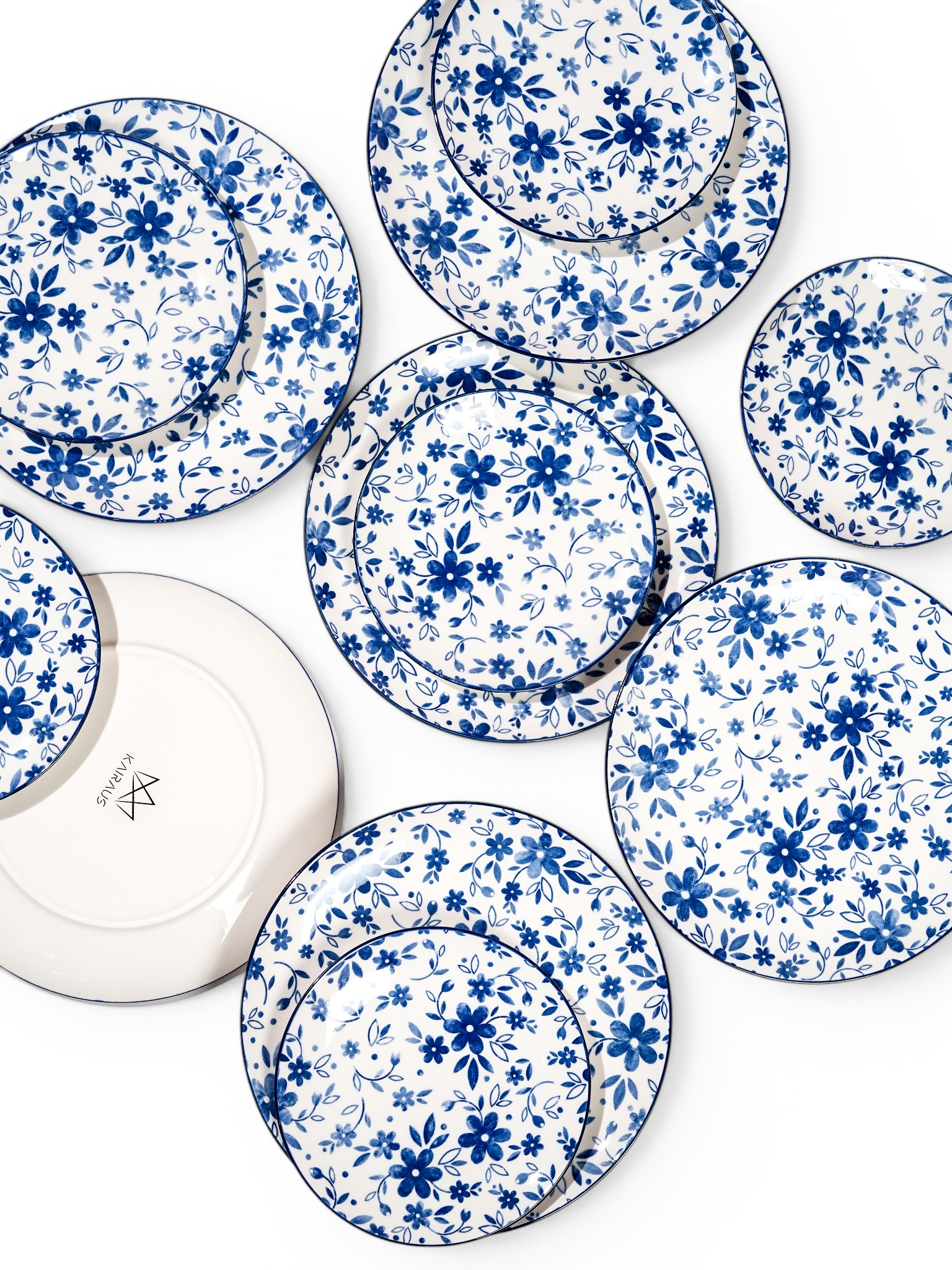Bluebell porcelain dinner and quarter plate set of 6

