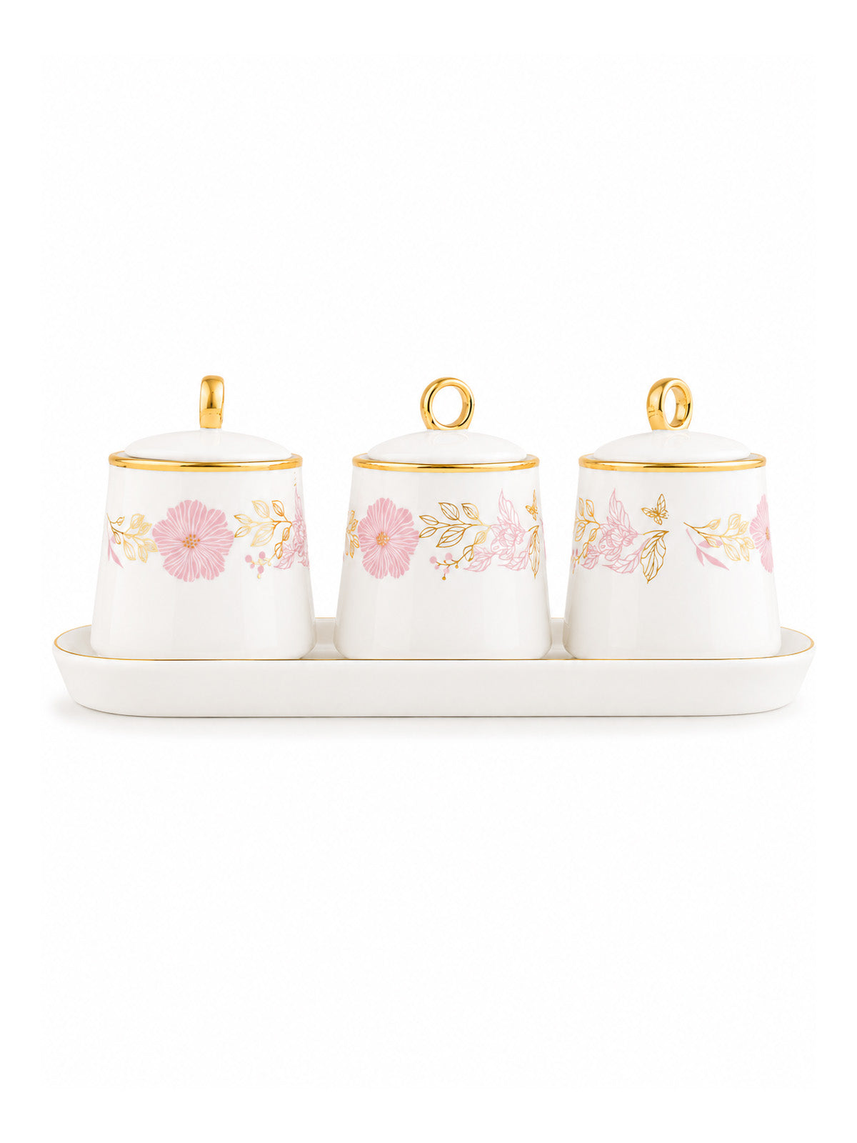 Blush gold condiment set with tray

