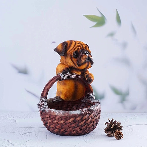 Brown Puppy Basket Buddy decorative figurine for home decor

